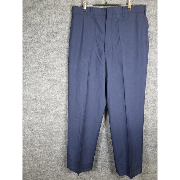 Vintage USAF Dress Pants Mens 36L AF Blue 1608 Poly Wool Tropical Uniform 90s - Picture 1 of 13